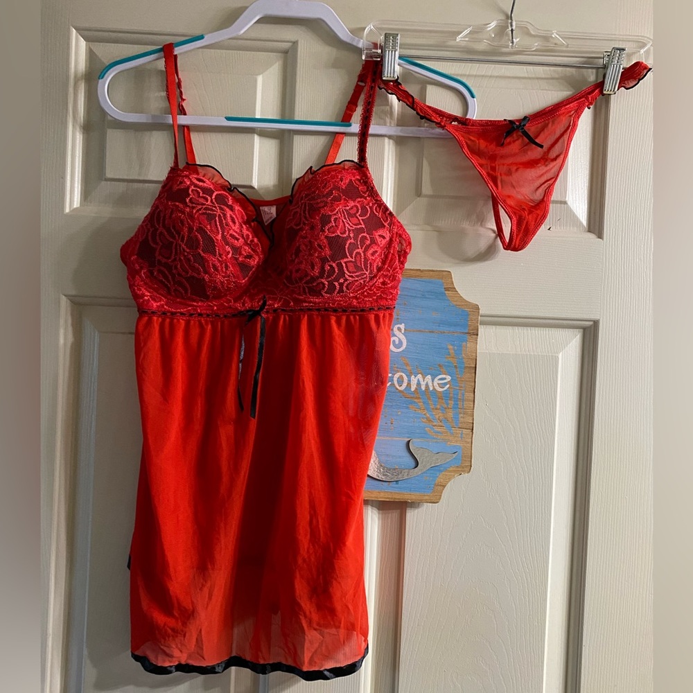 Tracy Red & Black Lingerie Set